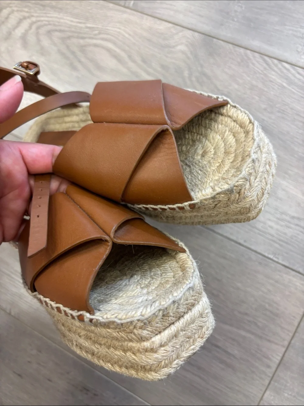 Mercedes Castillo Leather Espadrille Wedge Sandals
